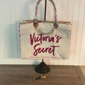 Large canvas tote with faux reptile trim from Victoria’s Secret.